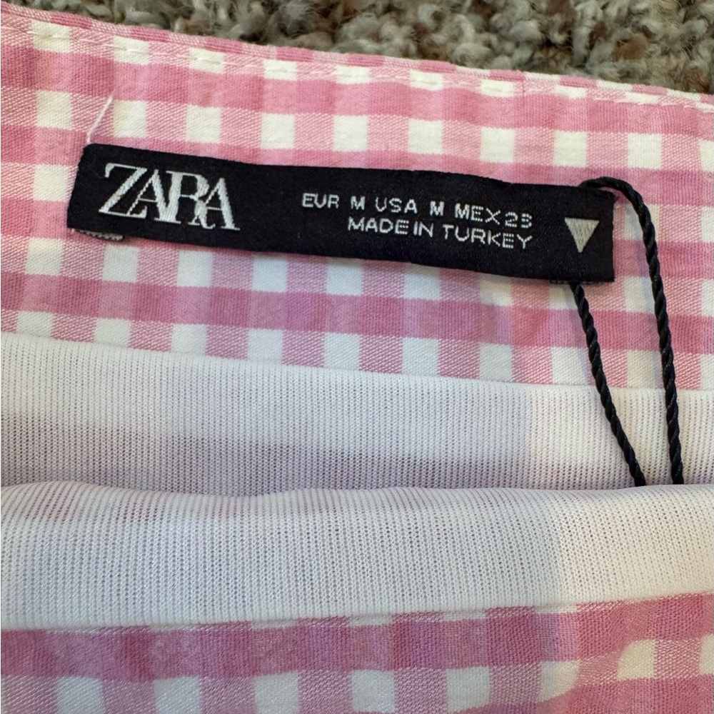 Zara Pink Gingham Pencil Skirt - Picture 3 of 3